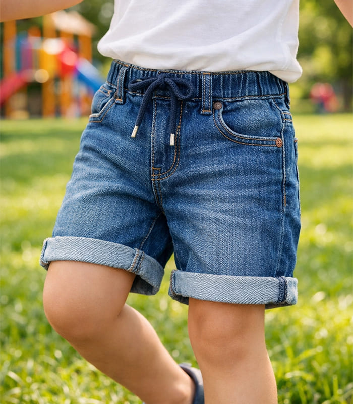 custom kids denim shorts