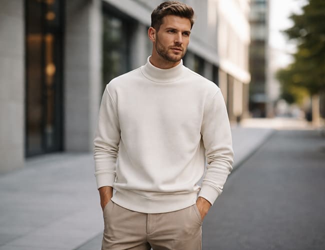 mock neck sweatshirt