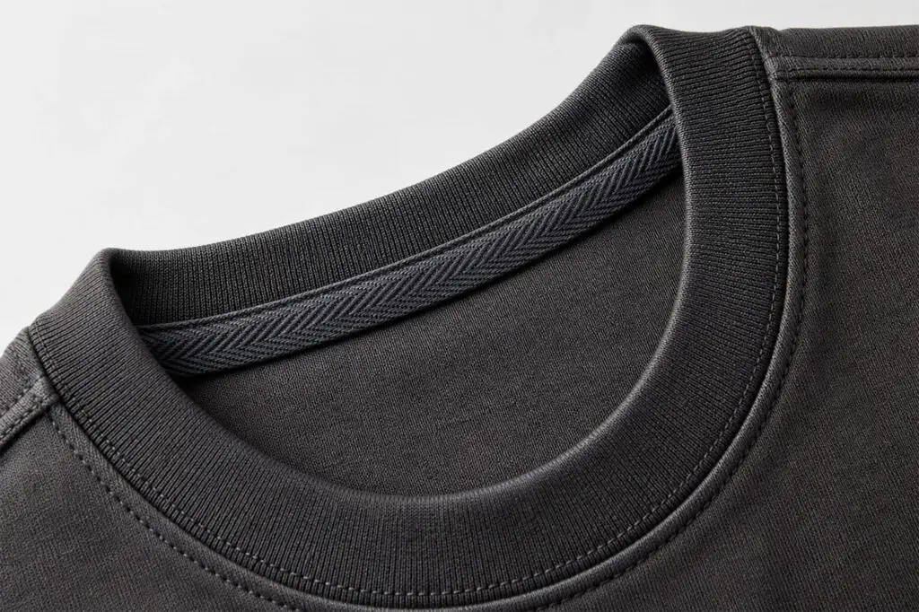 Close-Up of a Double-Layered Premium T-Shirt Collar